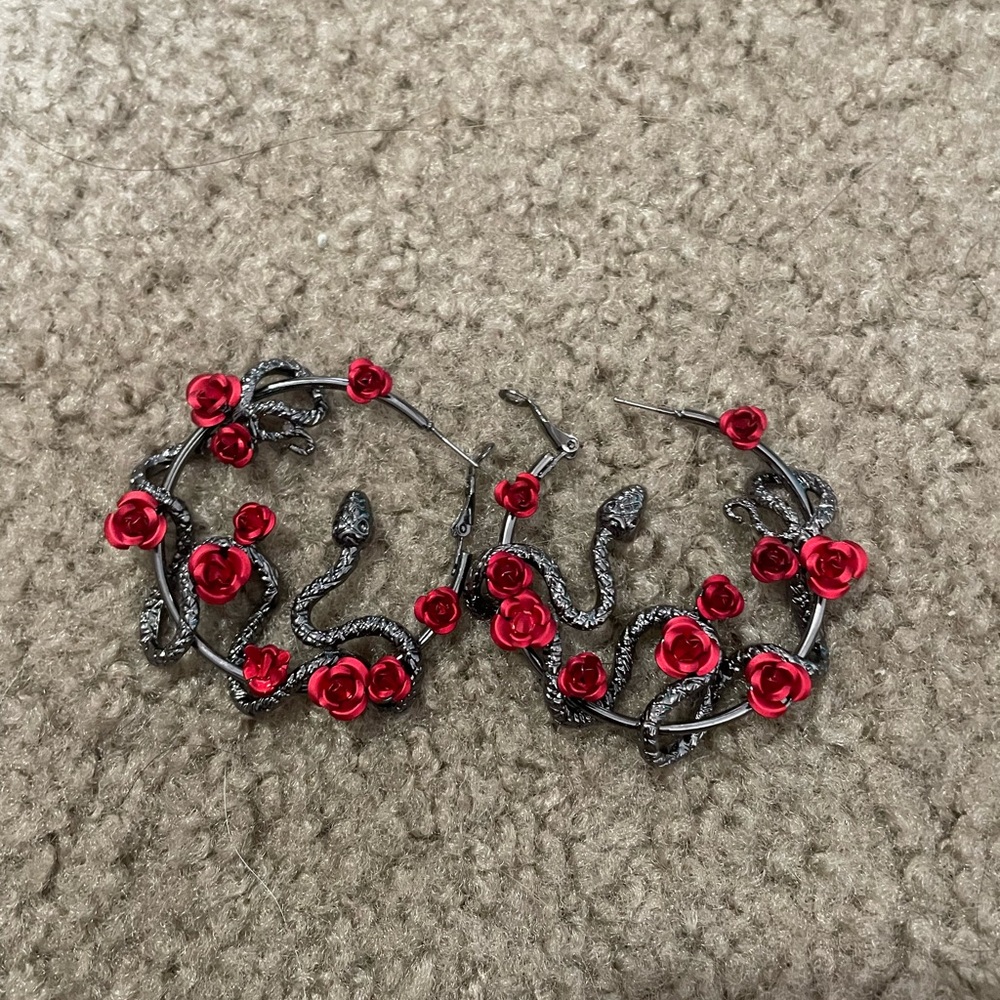 Snake Rose Earrings